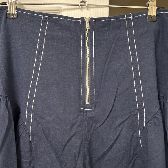 NWT Anthropologie Linen Extended-Waist Pants Navy, Size 14 - Picture 9 of 13